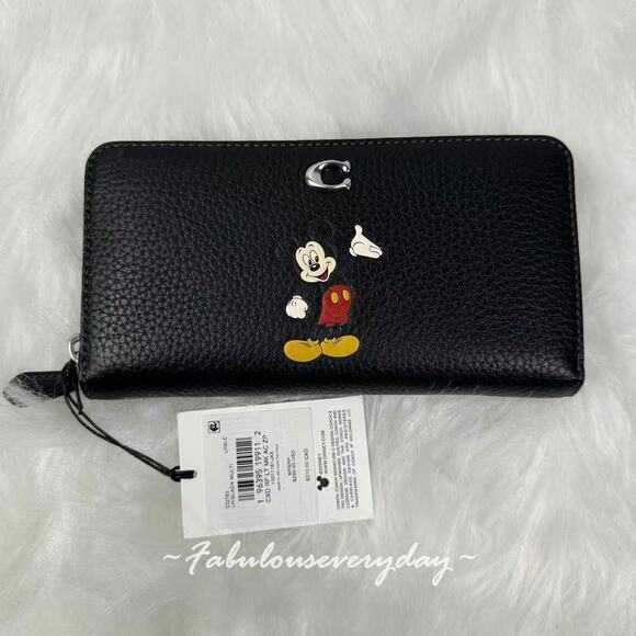 Coach Handbags - Disney X Coach Essential Accordion Zip Wallet In Leather Black CQ783 Mickey NWT